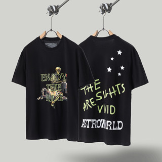 ใหม่ เสื้อยืดแขนสั้น พิมพ์ลายตัวอักษร Travis Scott Cactus Jack Astroworld