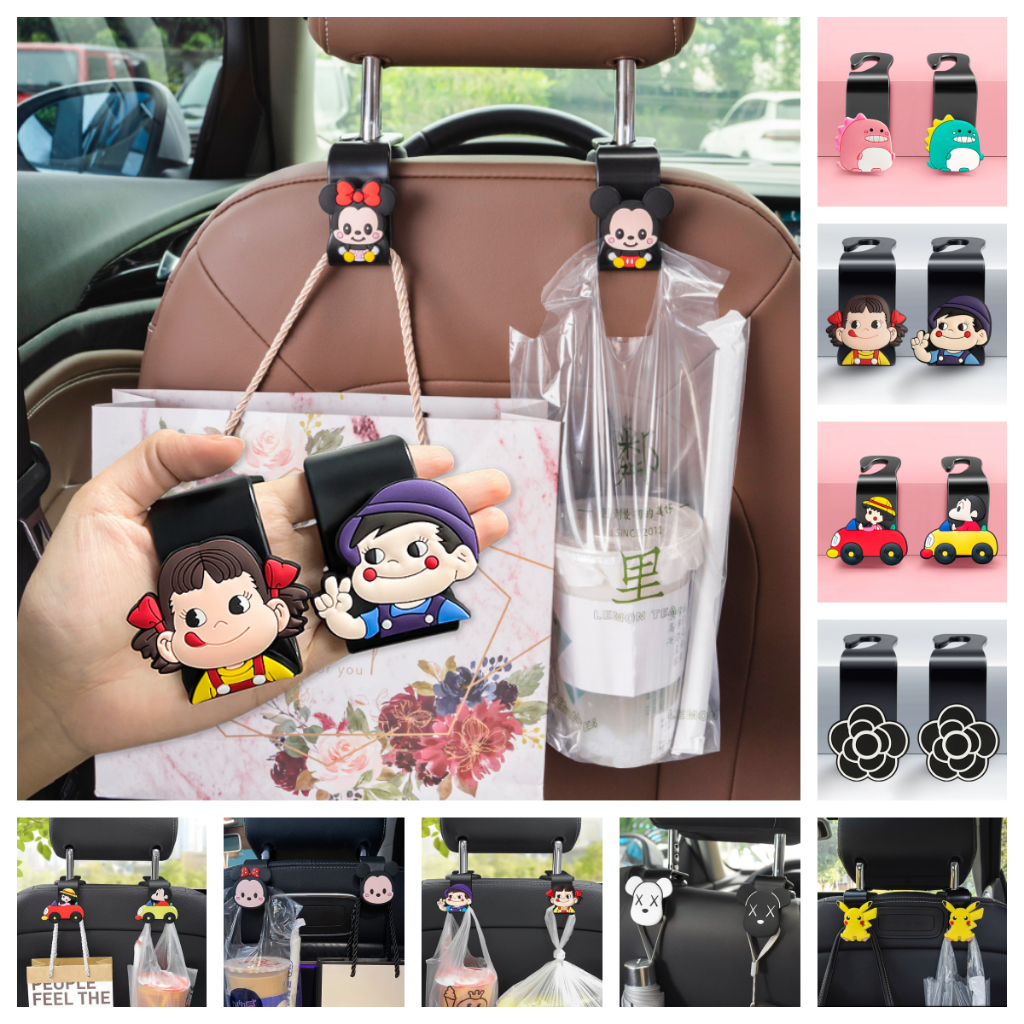 น่ารักตะขอเก็บของ1ชิ้นน่ารักการ์ตูนรถตะขอเบาะหลังตะขอมิกกี้มินนี่รถตะขอด้านหลังรถที่มองไม่เห็นตะขอขนาดเล็กที่แขวนของในรถ