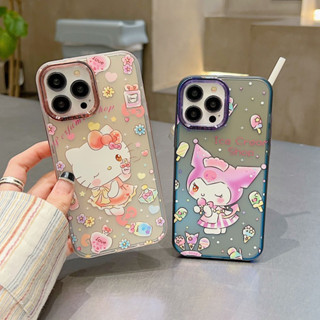 เคสโทรศัพท์มือถือ pc แข็ง นิ่ม ลายการ์ตูนแมว KT คุโรมิ สีชมพูน่ารัก สําหรับ iPhone 15 Pro max 14Pro max case 15 Pro 13Pro max 12Pro max 14Pro 13Pro 12Pro 11 12 13 14 15 กรอบรูป