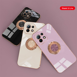 เคสซิลิโคนนิ่ม ขอบสี่เหลี่ยม พร้อมแหวนตั้ง สําหรับ Xiaomi mi 13 12 11 Lite 5G NE 12T 11T 10T 9T Pro