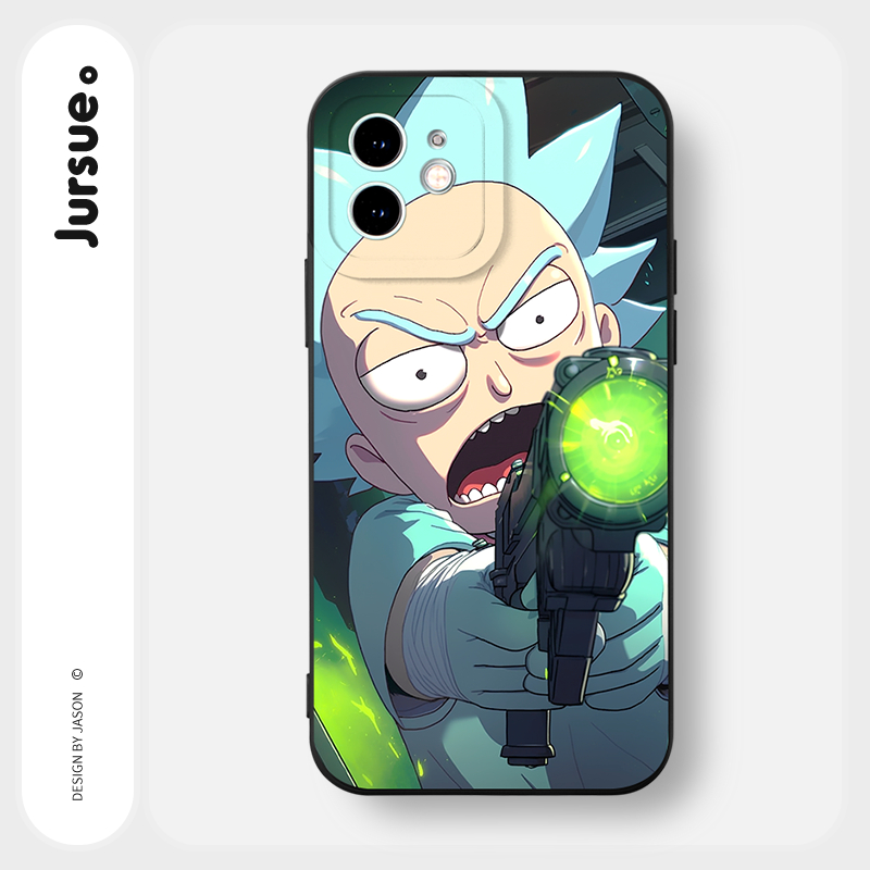 JURSUE เคสไอโฟน เคสซิลิโคนนุ่มกันกระแทกการ์ตูนน่ารักตลก เคสโทรศัพท์ สีดำ Compatible for iPhone 16 15 14 13 12 11 Pro Max SE 2020 X XR XS 8 7 Plus พลัส Y4125