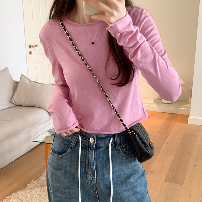 67712 เสื้อยืด คอกลม แขนยาว น้ําหนักเบา สําหรับผู้หญิง