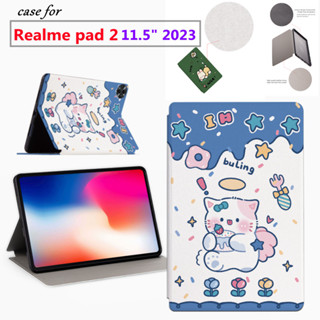 For Realme pad 2 11.5 Inches 2023 Fashion Tablet Case Cute Cartoon Series Anime Pattern Flip Stand Casing PU Leather For Realme Pad2 11.5" Case