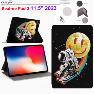 For Realme Pad 2 11.5 Inches 2023 Tablet Holder Fashion Tablet Case Cute Cartoon Series Anime Pattern Flip Stand Casing PU Leather For Realme Pad2 11.5"