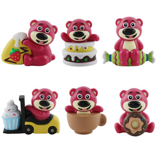 โมเดลฟิกเกอร์ PVC รูปการ์ตูนดิสนีย์ Toy Story Lotso Bear Cake Candy Dessert Ice Cream Q Version ของเล่นสําหรับเด็ก 6 ชิ้น ต่อชุด