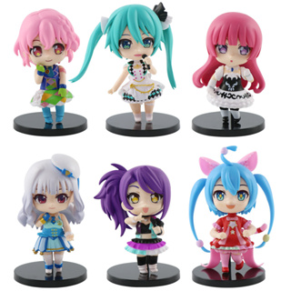 โมเดลฟิกเกอร์ PVC รูปนักร้องเสมือนจริง Hatsune Miku Ievan Polkka Maid Q Version Kawaii 6 ชิ้น ต่อชุด