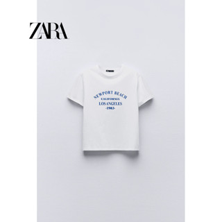 Zara ใหม่ เสื้อยืด ผ้าฝ้าย พิมพ์ลาย สําหรับผู้ชาย และผู้หญิง