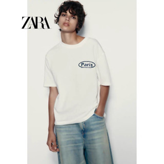 Zara ใหม่ เสื้อยืด ผ้าฝ้าย พิมพ์ลาย สําหรับผู้ชาย และผู้หญิง