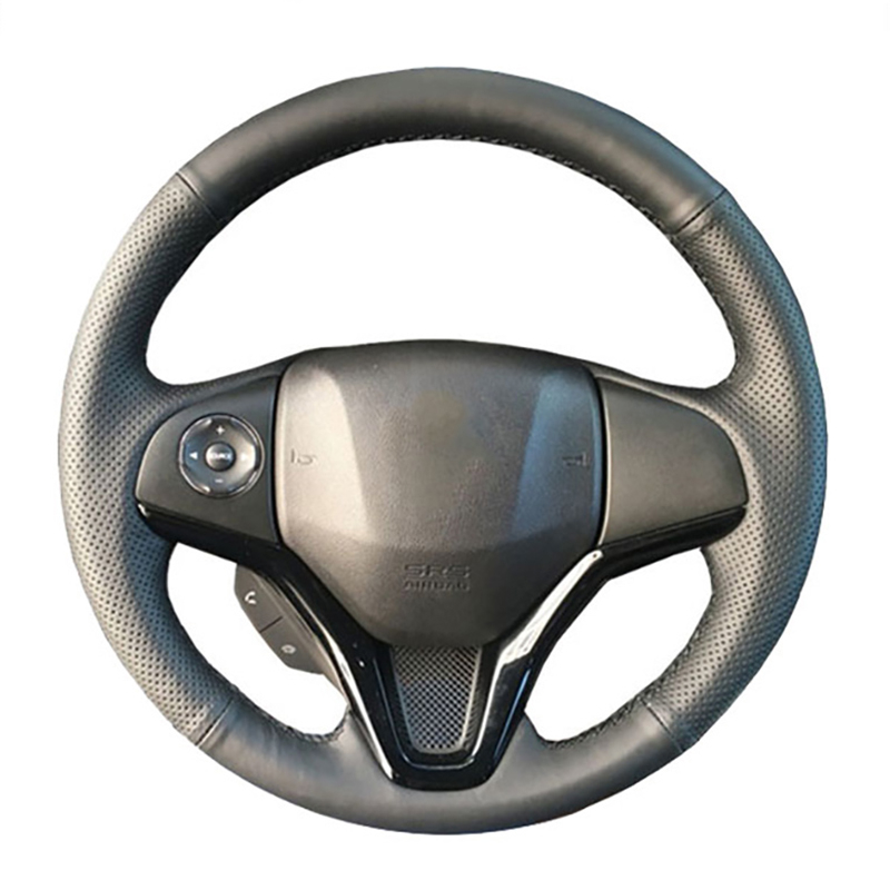 Handmade DIY หนังพวงมาลัยรถสําหรับ Honda ใหม่ Fit City Jazz 2014 2015 HRV HR-V 2016 Vezel 2015-2017