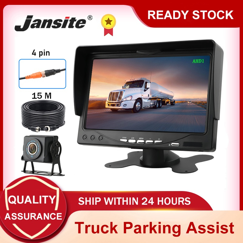 Jansite กล้องมองหลัง 1080P AHD มองเห็นกลางคืน 7 นิ้ว สําหรับรถบรรทุก ขนาดใหญ่