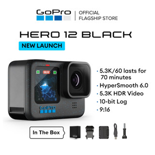 [เปิดตัวใหม่] GoPro Hero12 กล้องแอคชั่น กันน้ํา สีดํา 5.3K60+4K120 บันทึกวิดีโอได้นานขึ้น วิดีโอ HDR อัตราส่วนภาพ 9:16 ใหม่ กันสั่น 6.0