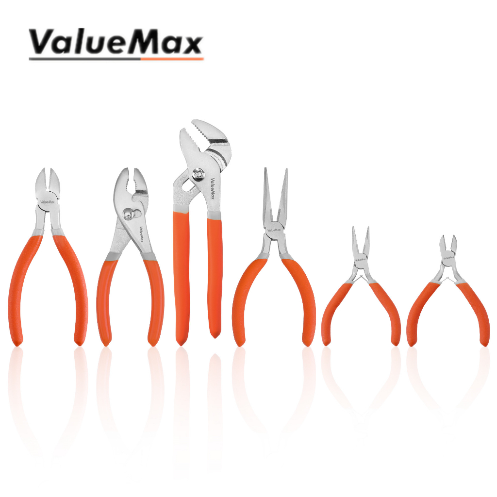 Valuemax ชุดคีมปากจิ้งจก 6 นิ้ว 4-3/4 นิ้ว 6 นิ้ว 4-1/4 นิ้ว 6 นิ้ว 8 นิ้ว 6 ชิ้น