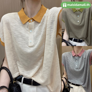 เสื้อยืดโปโล คอปก แขนสั้น ทรงหลวม สําหรับผู้หญิง