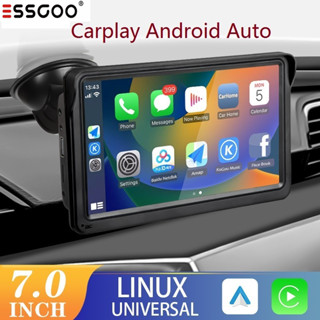 Essgoo CarPlay เครื่องเล่นมัลติมีเดีย วิทยุ รถยนต์ Android หน้าจอสัมผัส 7 นิ้ว แบบพกพา สําหรับ TFT LCD HD Digital Mirro link Wireless