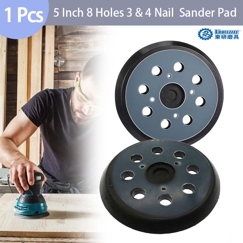 5 นิ้ว 125 มม. 8 หลุม 3 และ 4 เล็บ Hook Loop Orbital Sander ReplacementPad Backing Pad Sanding Backing Disc