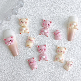 ก้นหมูเรซิ่น ลายการ์ตูนน่ารัก สําหรับตกแต่งเล็บ DIY 50 ชิ้น