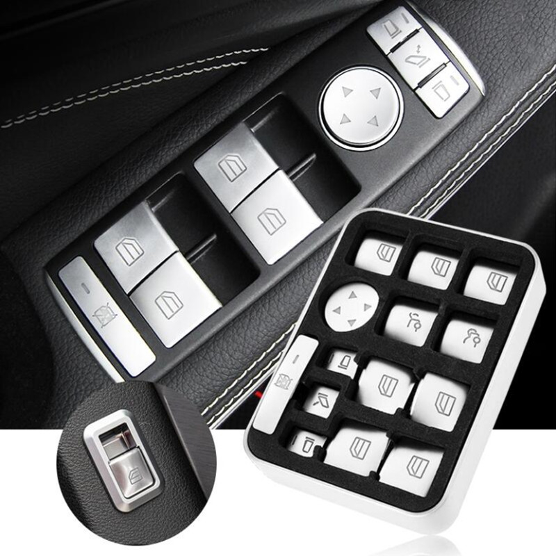 ฝาครอบปุ่มกดกระจกหน้าต่างรถยนต์ สําหรับ Mercedes Benz W204 GLA X156 CLA C117 A W176 B W246