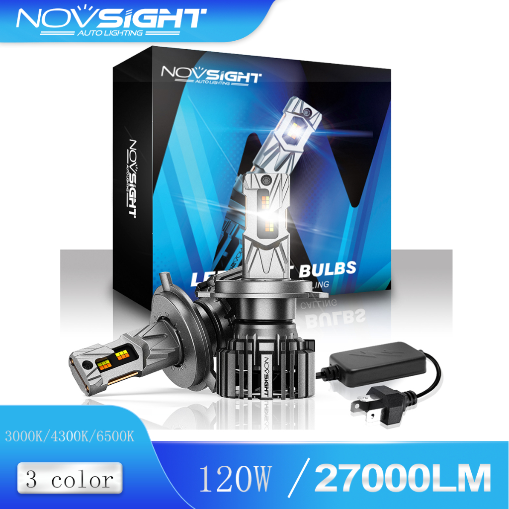 Novsight N73T ไฟตัดหมอก LED H4 3000K 4300K 6000K 120W สามสี สําหรับรถยนต์ 270000Lm คู่