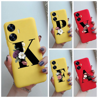 เคสโทรศัพท์ ซิลิโคนนิ่ม กันกระแทก พิมพ์ลายตัวอักษร หรูหรา สําหรับ Realme Narzo N55