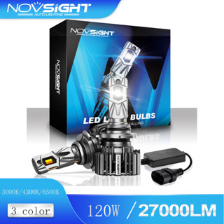 Novsight N73T ไฟหน้ารถยนต์ LED 9005 HB3 3000K 4300K 6500K 120W สามสี 270000Lm คู่