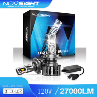 Novsight N73T H7 สวิตช์ไฟหน้ารถยนต์ LED 3000K 4300K 6500K 120W สามสี 270000Lm คู่