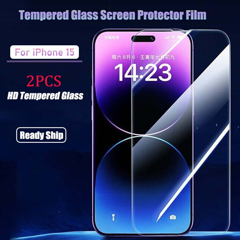 2pcs กระจกนิรภัยสําหรับ iPhone 16 15 Pro MAX 14 13 12 11 Pro MAX plus 15pro 15 plus XR XS MAX ป้องกันหน้าจอ 9H HD เต็มกระจกป้องกัน