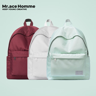 Mr. ace Homme Backpack กระเป๋าเป้สะพายหลัง กระเป๋านักเรียน กันน้ํา ความจุขนาดใหญ่ สีพื้น สไตล์เกาหลี เรียบง่าย สําหรับผู้ชาย และผู้หญิง Schoolbag