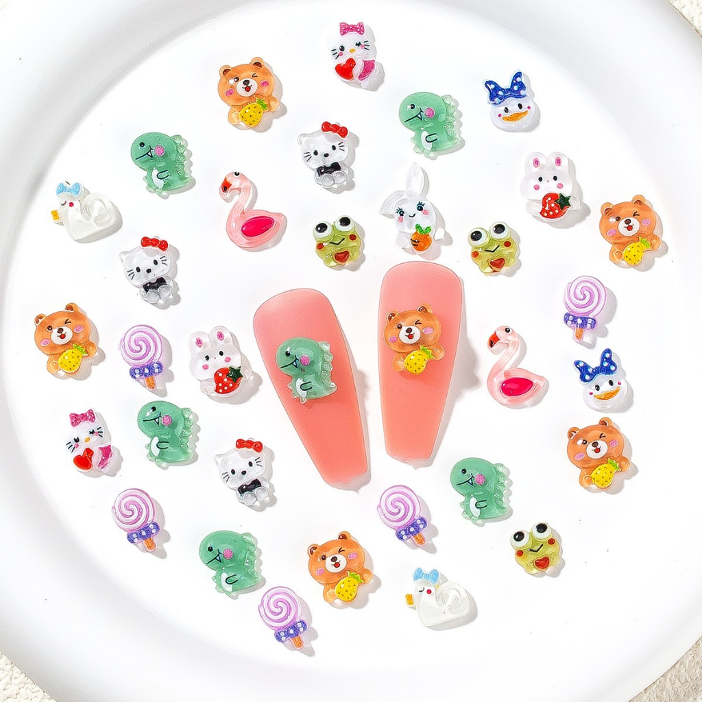 ใหม่ สติกเกอร์ ลายการ์ตูนตุ๊กตา 3D DIY สําหรับติดตกแต่งเล็บ 50 ชิ้น ต่อแพ็ก