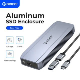 Orico เคสอลูมิเนียม M2 SATA SSD SATA 6Gbps NVMe 10Gbps PCIe Type C M.2 SSD Enclosure B&amp;M Key Solid State Drive Case รองรับ Windows MacOs Linux (DM2C3)