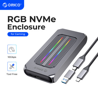 Orico เคสอลูมิเนียม RGB 10Gbps M2 NVMe SSD USB3.2 Gen2 รองรับความจุ 4TB สําหรับ M Key M&amp;B Key Solid State DriveGamer Video Editing Audiovisual Worker (M2R1-G2)