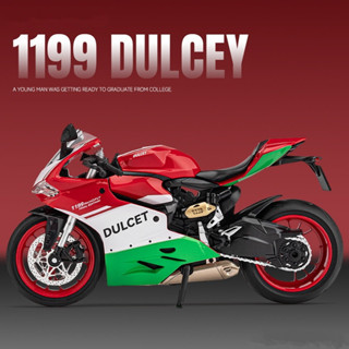 โมเดลรถจักรยานยนต์ DUCATI 1199 สเกล 1:12 อัลลอย พร้อมเสียงเบา ฐานพลาสติก และที่รอง สําหรับเก็บสะสม