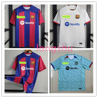 เสื้อกีฬาแขนสั้น ลายทีมชาติฟุตบอล Barcelona 2023 2024 ชุดเหย้า S-4XL