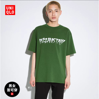 ใหม่ Uniqlo รองเท้าคู่รัก สําหรับผู้ชาย และผู้หญิง (UT) L.A. เสื้อยืด แขนสั้น พิมพ์ลาย EATS 456302