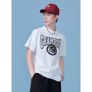 เสื้อยืดแขนสั้น คอกลม พิมพ์ลายโลโก้ Champion แฟชั่นฤดูร้อน สไตล์เรโทร สําหรับคู่รัก