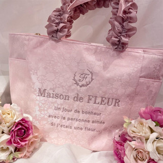 【 Maison De FLEUR 】กระเป๋าถือ กระเป๋าใส่กล่องอาหารกลางวัน พิมพ์ลายซากุระ สีชมพู แบบพกพา