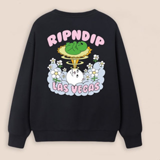 Ripndip เสื้อกันหนาว คอกลม แขนยาว ลายการ์ตูนแมว ทรงหลวม สําหรับผู้ชาย ผู้หญิง