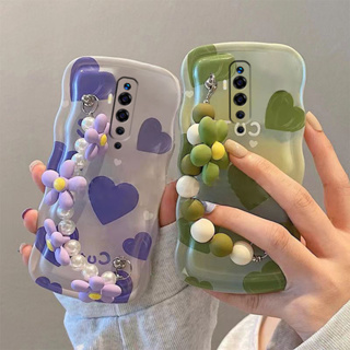 เคสโทรศัพท์มือถือ ลายหัวใจ พร้อมสายโซ่คล้อง สําหรับ OPPO Reno2F Reno2 Reno5 Reno6 Reno7 Reno8Z OPPO A9 2020 A5 2020