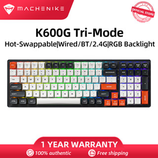 Machenike K600G คีย์บอร์ดกลไกสามโหมดใช้สาย/2.4G ไร้สาย/บลูทู ธ 100 ปุ่มเปลี่ยนได้