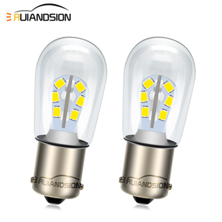 Ruiandsion หลอดไฟเลี้ยว LED AC DC 6V BA15D 1156 BA15S P21W สีขาวอบอุ่น สําหรับรถมอเตอร์ไซด์ไฟฟ้า รถยนต์ ที่จอดรถ 2 ชิ้น