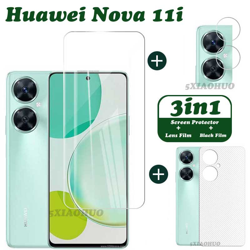 3-in-1 กระจกนิรภัย Huawei Nova 11i กระจกนิรภัยกันรอยหน้าจอ Huawei Nova 11i กระจกนิรภัยแบบเต็มจอ + ฟิล์มกล้อง + ฟิล์มด้านหลัง