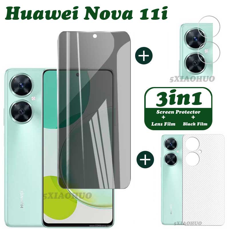 3in1 ฟิล์มกระจกนิรภัยกันรอยหน้าจอ และเลนส์กล้อง คาร์บอนไฟเบอร์ ผิวด้าน สําหรับ Huawei Nova 11i Huawei Nova 11i Huawei Nova 11i