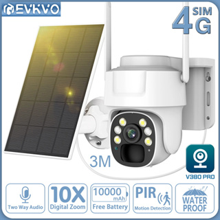 Evkvo กล้องวงจรปิดไร้สาย 5MP IP WiFi PIR ซูมได้ 10X ซิมการ์ด 4G PTZ พลังงานแสงอาทิตย์ มองเห็นกลางคืน สําหรับบ้าน V380 APP