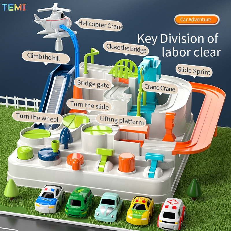 TEMI รถผจญภัย รถผจญภัยสวนสัตว์ รถผจญภัยอวกาศ รถรางผจญภัย ของเล่นเด็กเสริมพัฒนาการ ^^พร้อมส่ง^^