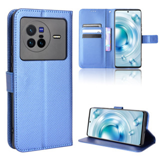 เคสโทรศัพท์มือถือหนัง PU ฝาพับ พร้อมช่องใส่บัตร ตั้งได้ สําหรับ VIVO X80 X80