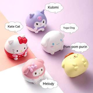 ของเล่นบีบสกุชชี่ รูปการ์ตูน Sanrio Squishy Kawaii MyMelody Kuromi Cinnamoroll Pompom Purin ช่วยบรรเทาความเครียด 5 แบบ