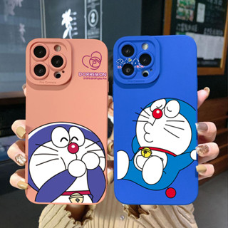 เคสโทรศัพท์มือถือ ขอบสี่เหลี่ยม แบบเต็ม ลายโดราเอมอนน่ารัก สําหรับ iPhone 15 Pro Max 11 Pro XS Max 8 7 Plus SE2 SE3 2020