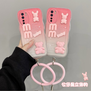 เคส Oppo A91 เคสขอบหยัก เคสโทรศัพท์น่ารัก ตุ๊กตาฟิกเกอร์สามมิติ พร้อมสร้อยข้อมือ เคสนิ่ม ป้องกันกล้อง เคสเต็มรูปแบบ GZ