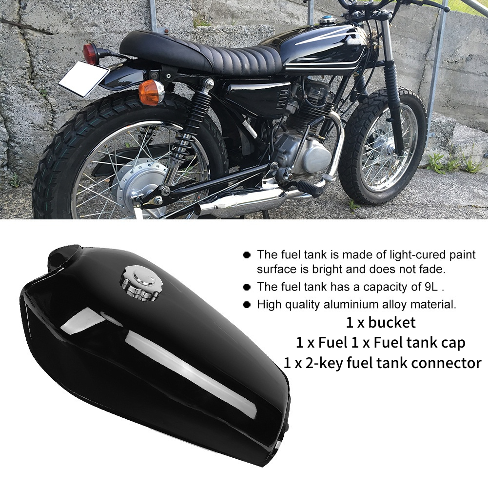 รถจักรยานยนต์สากลสดใสสีดำวินเทจถังน้ำมันที่มีฝาปิดสวิทช์ For Honda Cg125