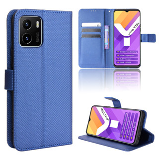 เคสโทรศัพท์หนัง PU ฝาพับ พร้อมช่องใส่บัตร และขาตั้ง สําหรับ VIVO Y01 Y15A Y15S 2021