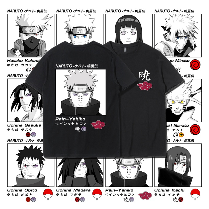 เสื้อวินเทจผญ - นารูโตะเสื้อยืดชายนารูโตะฮินาตะอุจิฮะซาสึเกะอิทาจิคาคาชิชื่อร่วมรอบแขนสั้นหลวม